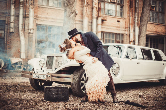 Свадьба в стиле стимпанк, ретро автомобить