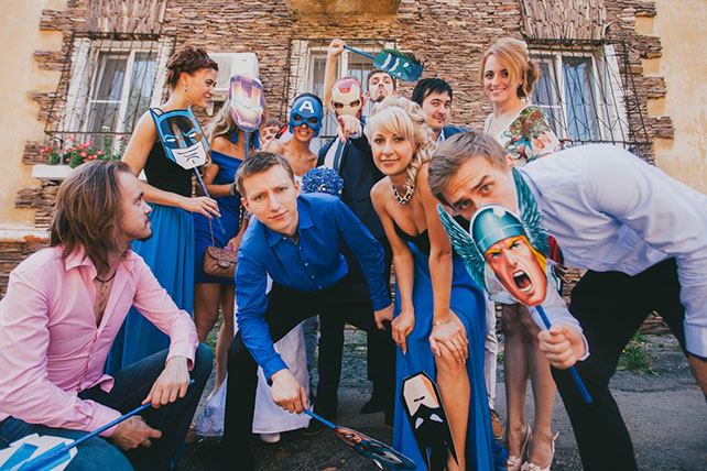 супергеройская свадьба, фотосессия в масках супергероев