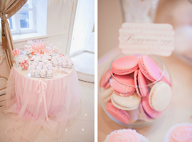 Изящная свадьба в тематике балет, декор банкетного зала, сладкий стол