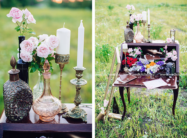 Свадьба в стиле бохо с полётом на воздушном шаре, декор места торжества