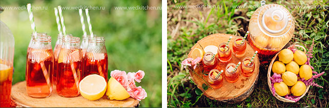 Свадьба в стиле бохо с полётом на воздушном шаре, декор стола с напитками