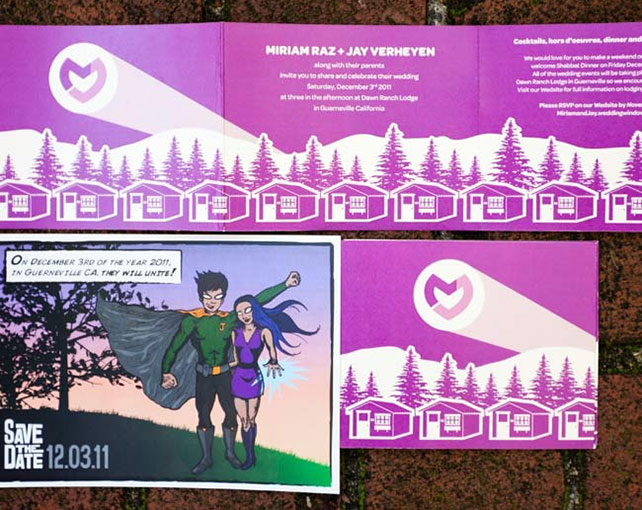 Мириам и Джей: свадьба по комиксам, свадебные приглашения в стиле комиксов