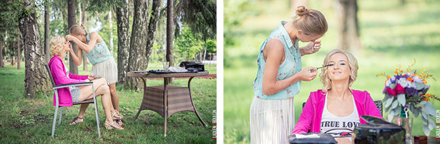 невесте делают макияж,  Анна и Александр: свадьба в стиле настольной игры Диксит