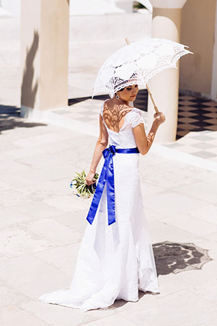 свадьба для двоих на Санторини, образ невесты