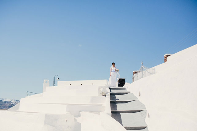 свадьба для двоих на Санторини, невеста