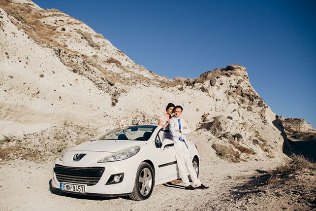 свадьба для двоих на Санторини, жених и невеста