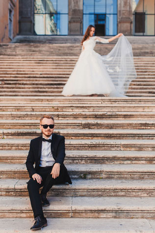 свадьба для двоих в Риме, жених и невеста