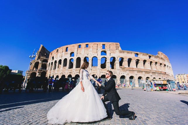 свадьба для двоих в Риме, жених и невеста