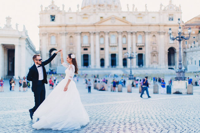 свадьба для двоих в Риме, жених и невеста