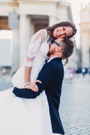 свадьба для двоих в Риме, жених и невеста