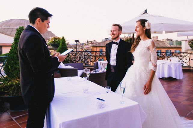 свадьба для двоих в Риме, жених и невеста