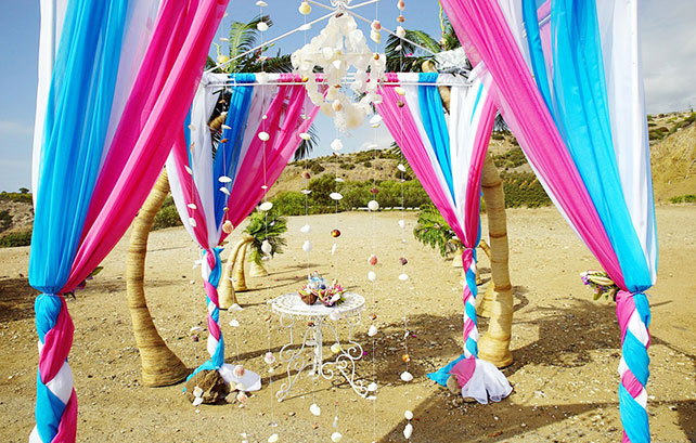 Свадьба на Кипре, арка из ткани