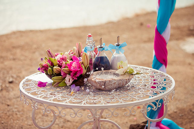 Свадьба на Кипре, стол для песочной церемонии