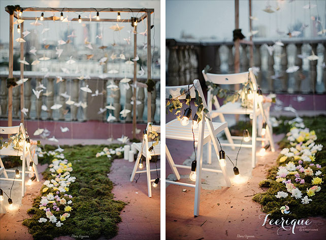 Свадьба для двоих на крыше, декор места торжества