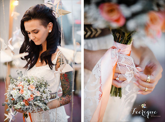 Свадьба для двоих на крыше, образ невесты, букет невесты