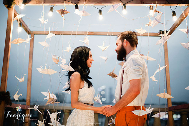 Свадьба для двоих на крыше, церемония бракосочетания