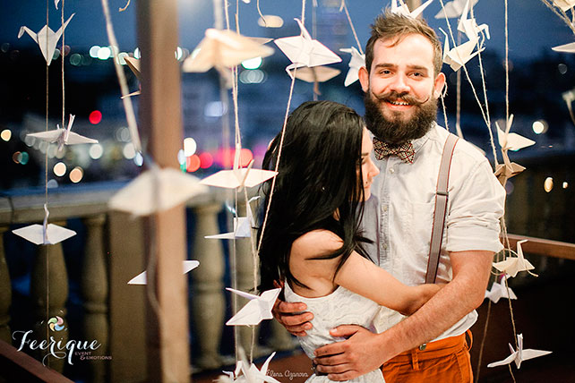 Свадьба для двоих на крыше, жених и невеста