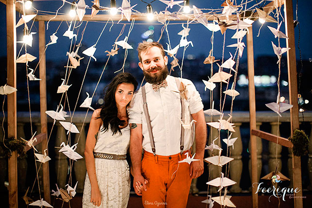 Свадьба для двоих на крыше, жених и невеста