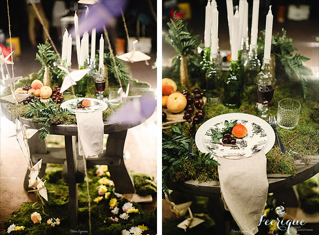 Свадьба для двоих на крыше, декор свадебного стола