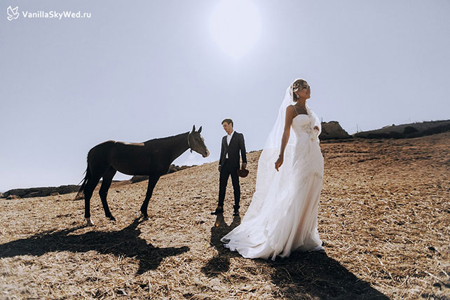 свадьба на Санторини, жених и невеста