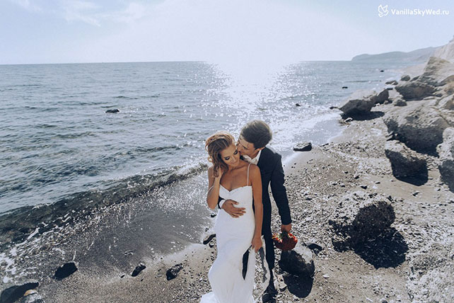 свадьба на Санторини, жених и невеста