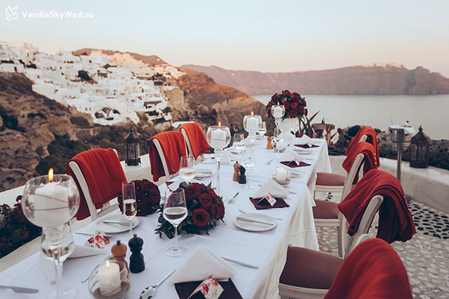 свадьба на Санторини, место торжества