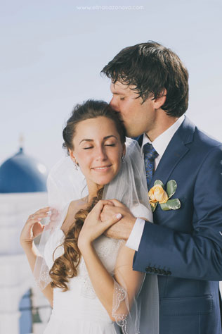 Свадьба на Санторини, жених и невеста