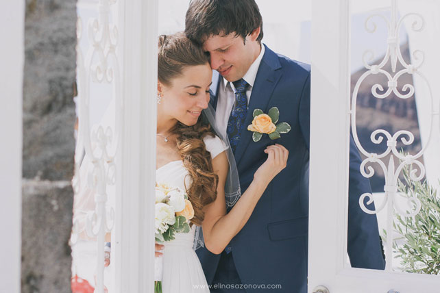 Свадьба на Санторини, жених и невеста