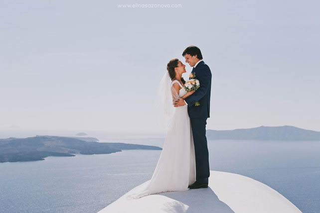 Свадьба на Санторини, жених и невеста