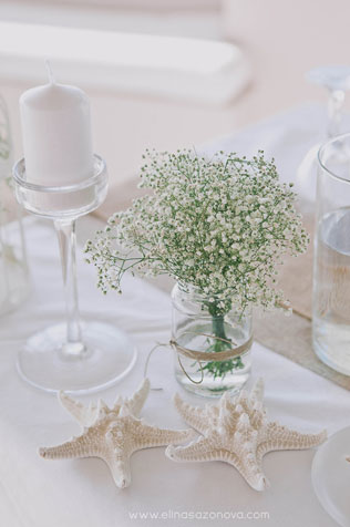 Свадьба на Санторини, флористика, морские звезды