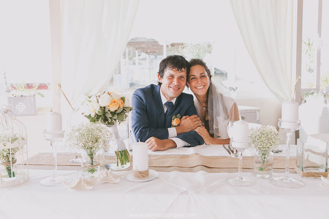 Свадьба на Санторини, стол молодоженов