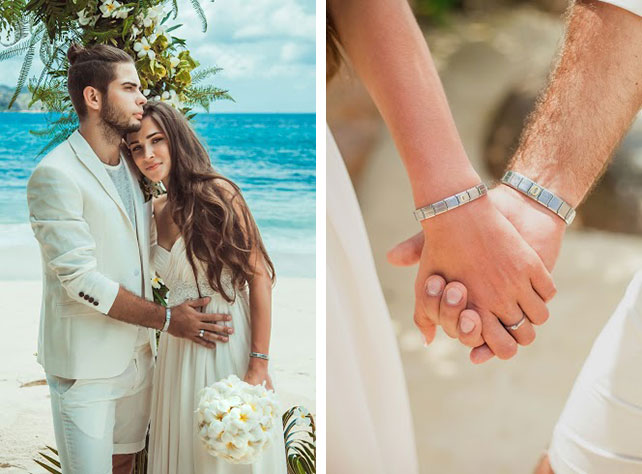 Свадьба на Сейшелах, фотосессия жениха и невесты, браслеты жениха и невесты