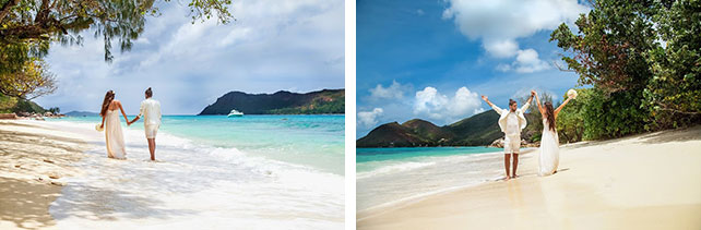 Свадьба на Сейшелах, фотосессия молодоженов на пляже