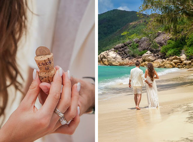 Свадьба на Сейшелах, молодожены на пляже