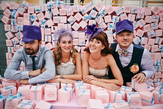 свадьба по фильму, фотозона из коробочек