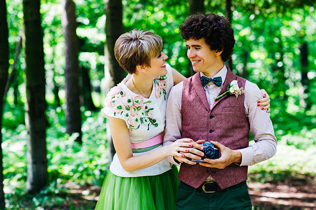 Свадьба с хаски, муж и жена