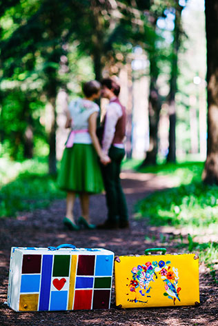 Свадьба с хаски, чемоданы