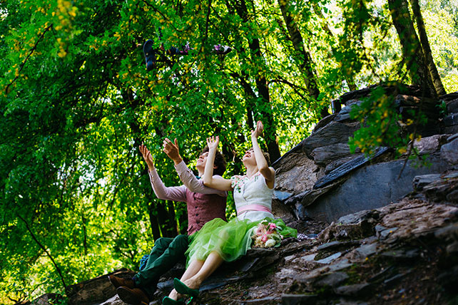 Свадьба с хаски, муж и жена