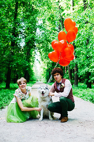 Свадьба с хаски, жених и невеста с хаски