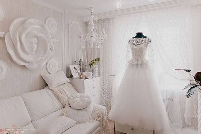 свадьба в нежных тонах, розовый и бирюзовый, платье невесты