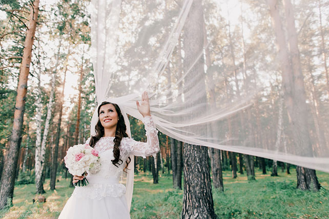 свадьба в нежных тонах, розовый и бирюзовый, образ невесты