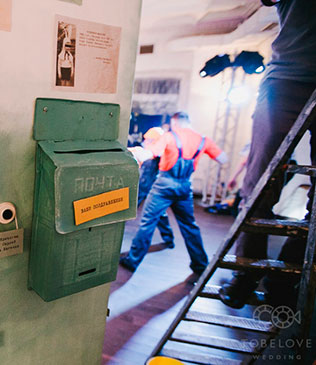 тематическая свадьба стройка, детали свадьбы