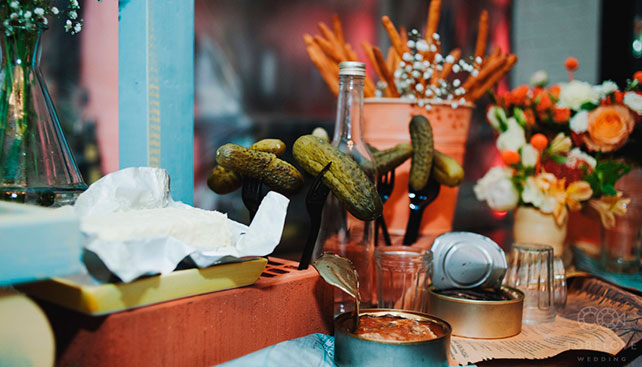 тематическая свадьба стройка, закуски