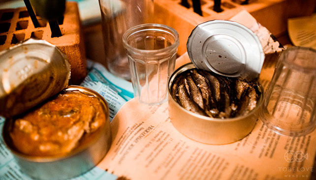 тематическая свадьба стройка, закуски