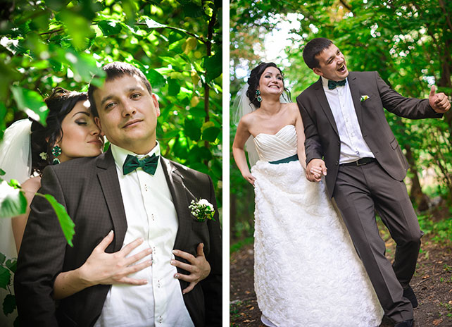 Свадьба в зелёном цвете своими руками, фотосессия жениха и невесты среди листвы