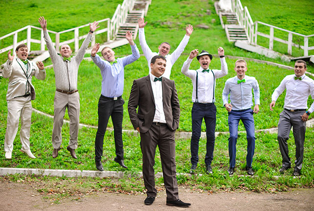 Свадьба в зелёном цвете своими руками, фото жениха с друзьями