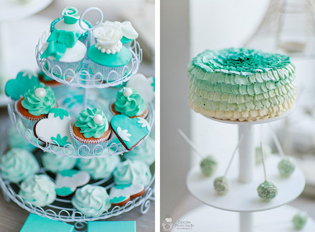 Невесомая свадьба в стиле Тиффани, сладкий стол