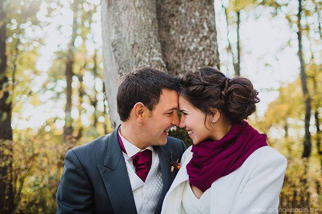 Осенняя свадьба в английском стиле, жених и невеста