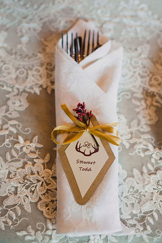 Осенняя свадьба в английском стиле, декор салфеток