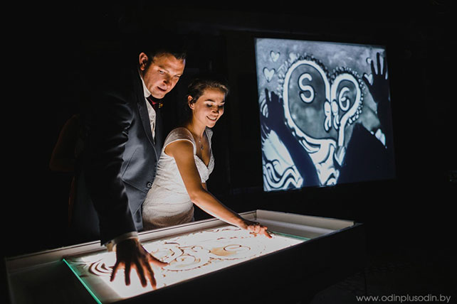 Осенняя свадьба в английском стиле, песочная церемония